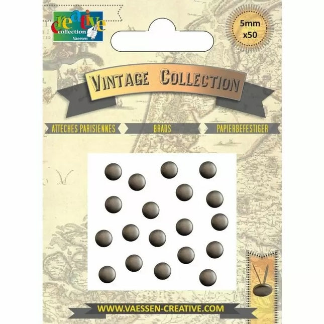 Vaessen Creative • Brads Vintage 5mm Antiek Zilver 50pcs