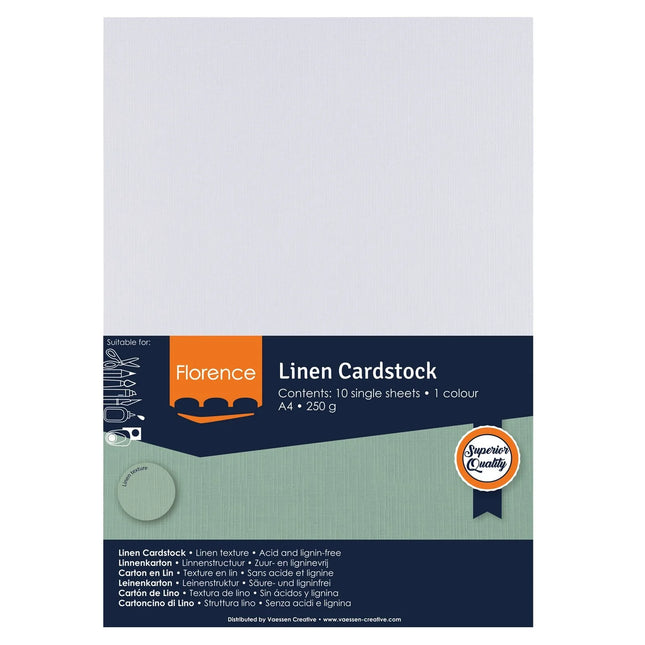 Florence • Linen Cardstock 250g A4 White 10x