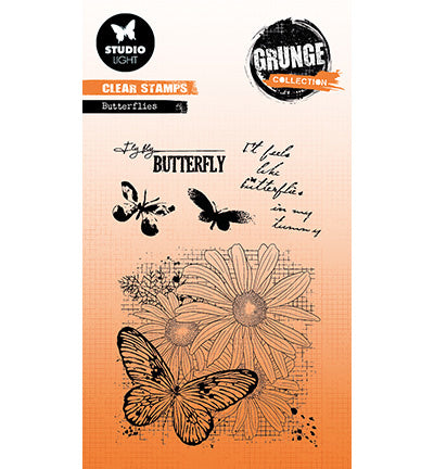 SL Clear Stamp Butterflies Grunge collection nr.399
