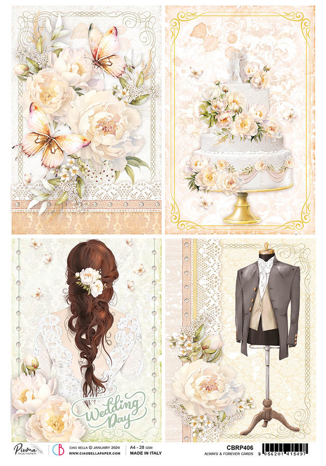 RICE PAPER A4 ALWAYS AND FOREVER CARDS