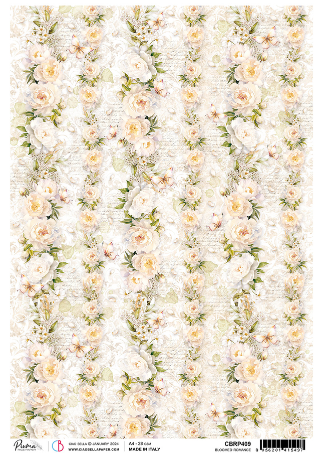 RICE PAPER A4 BLOOMED ROMANCE