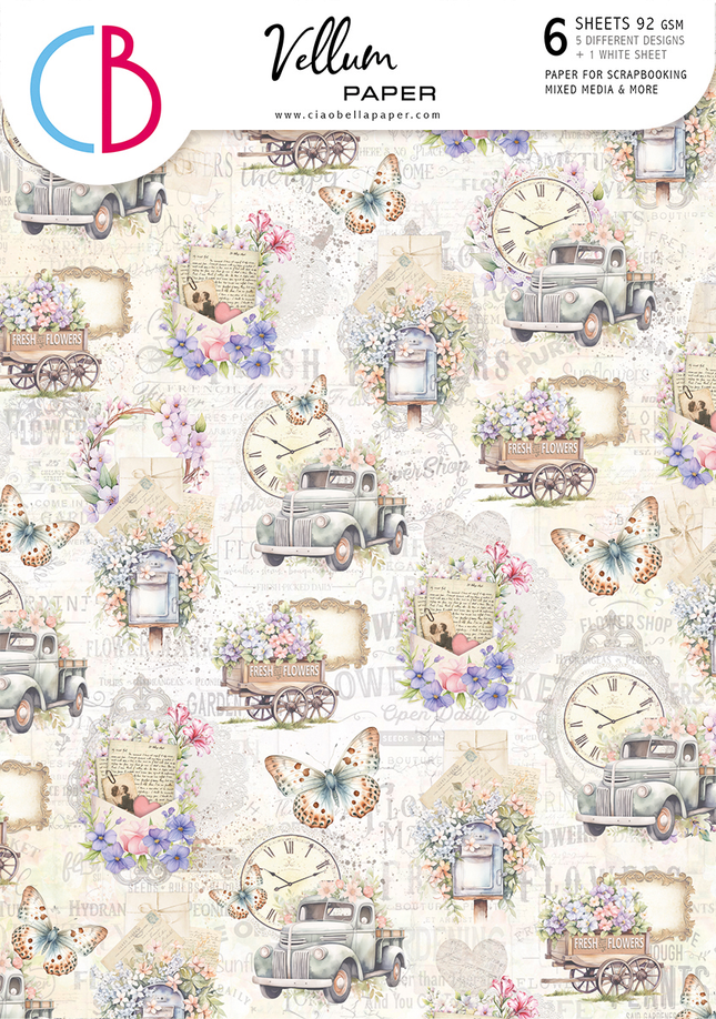 Vellum Flower Shop Paper Patterns A4 6/Pack