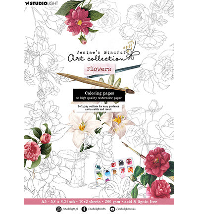 JMA Coloring paper pad 10x2 flowers Essentials nr.159