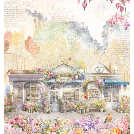 Rice Paper A4 Flowered Street