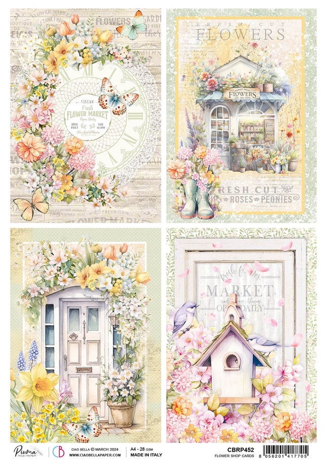 Rice paper A4 flower shop cards