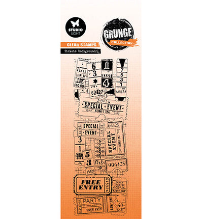 GR Clear Stamp Tickets background Grunge Collection no.676