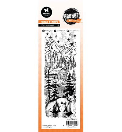 GR Clear Stamp Fox in forest Grunge Collection no.677