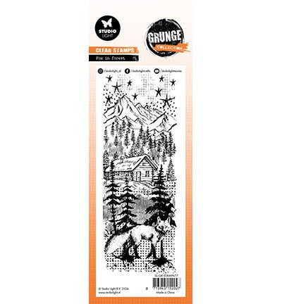 GR Clear Stamp Fox in forest Grunge Collection no.677