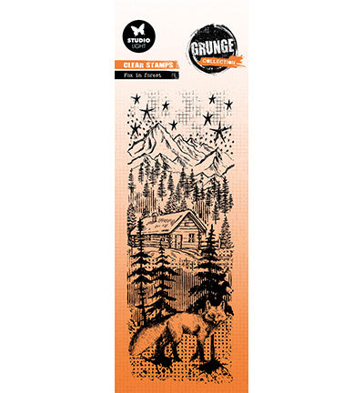 GR Clear Stamp Fox in forest Grunge Collection no.677