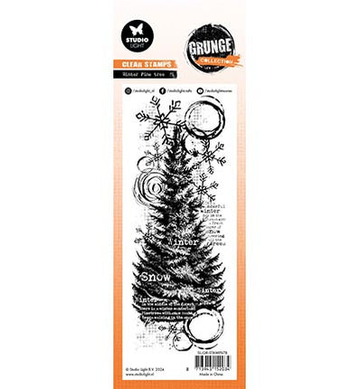 GR Clear Stamp Winter pine tree Grunge Collection no.678