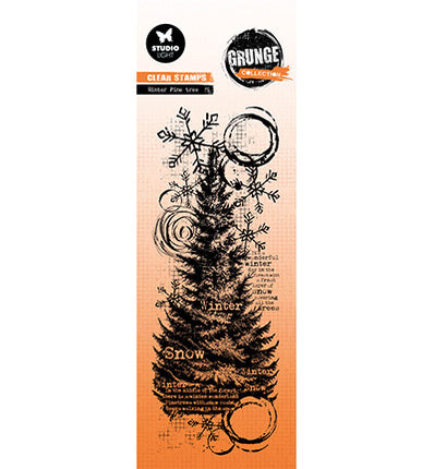 GR Clear Stamp Winter pine tree Grunge Collection no.678