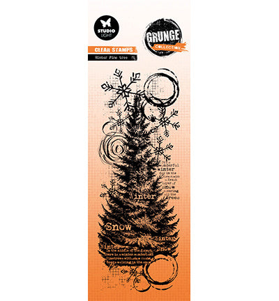 GR Clear Stamp Winter pine tree Grunge Collection no.678