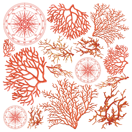 Vellum Coral Reef Fussy Cut 6"x6" 6/Pack