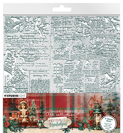 JMA Acetate Sheets White & Green Festive Nostalgia no.09