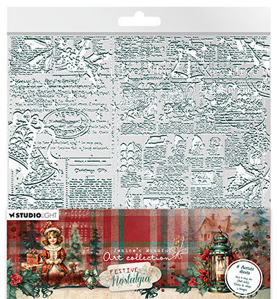 JMA Acetate Sheets White & Green Festive Nostalgia no.09