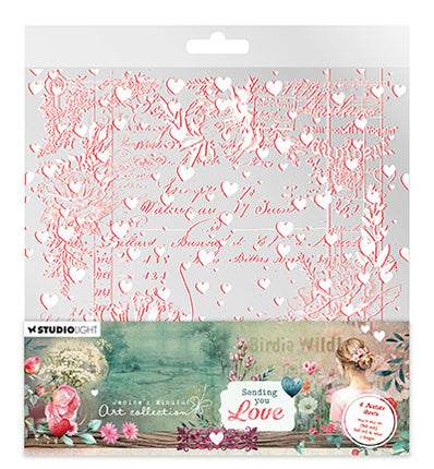 JMA Acetate sheets White & Soft Red Sending You Love no. 12