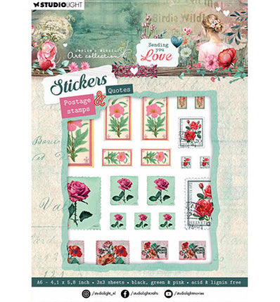 JMA Sticker Sheets Postage Stamps & Quotes Sending You Love no. 36