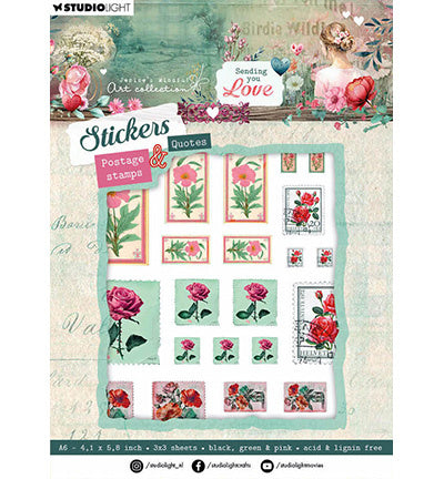 JMA Sticker Sheets Postage Stamps & Quotes Sending You Love no. 36