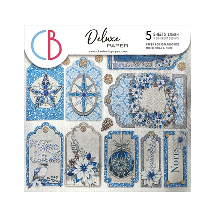 DELUXE ELEGANCE OF BLUE PAPER SILVER 6"X6" 5/PKG