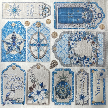DELUXE ELEGANCE OF BLUE PAPER SILVER 6"X6" 5/PKG