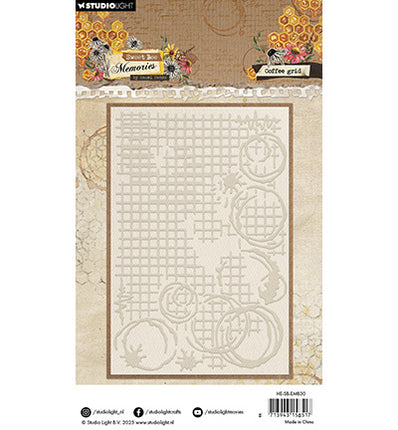 HE Embossing Folder Coffee Grid Sweet Bee Memories No. 30