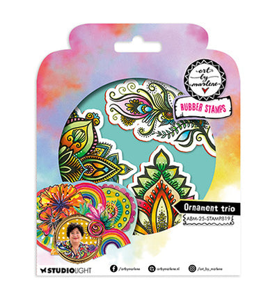 ABM Cling Rubber Stamp Ornament trio Art by Marlene nr.819