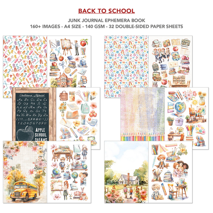 Book Back to School A4 - Junk Journal Ephemera Book - Ciao Bella