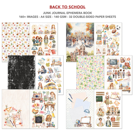 Book Back to School A4 - Junk Journal Ephemera Book - Ciao Bella