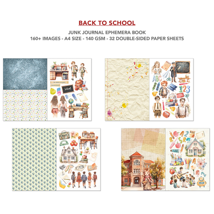 Book Back to School A4 - Junk Journal Ephemera Book - Ciao Bella