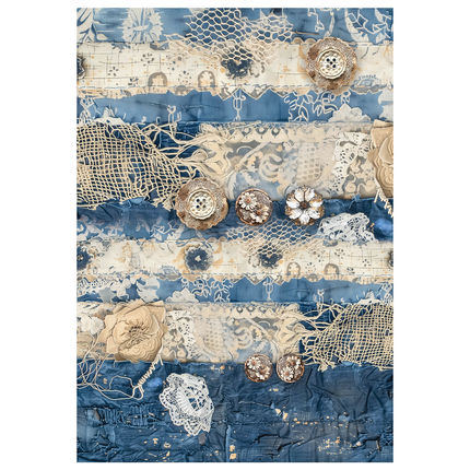 Mixed Media Rice Paper A4 Set 4/PKG Urban Blue Denim
