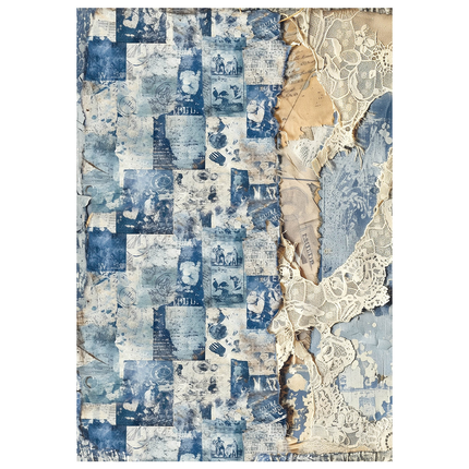 Mixed Media Rice Paper A4 Set 4/PKG Urban Blue Denim