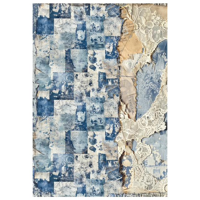 Mixed Media Rice Paper A4 Set 4/PKG Urban Blue Denim