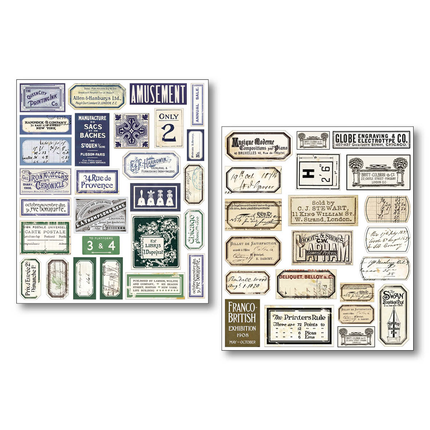 Sticker Set 10/PKG Vintage Scripts