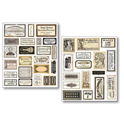 Sticker Set 10/PKG Vintage Scripts