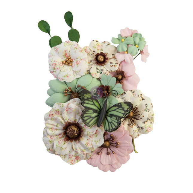 Prima Flowers® My Sweet Collection - Sewn With Love - 12 pcs / 0.5- 2 in / mulberry paper