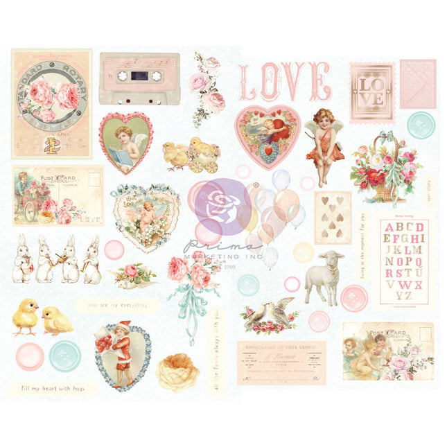 Magic Love Collection Chipboard Stickers - 44 pcs w/ foil details / chipboard stickers