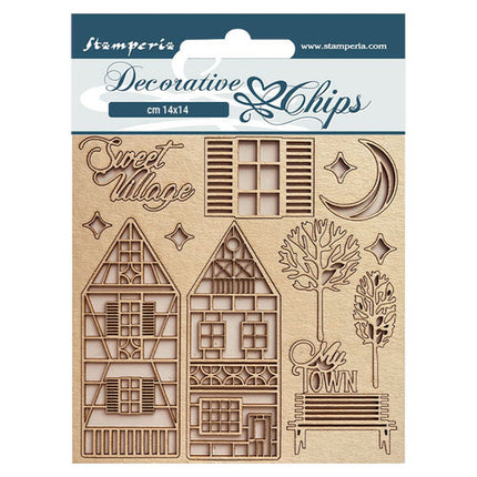 Decorative chips cm 14x14 - Sweet winter village