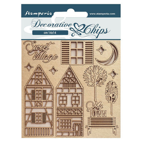 Decorative chips cm 14x14 - Sweet winter village