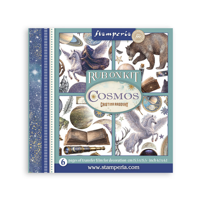 Printed Decorative Rub on kit for Art and Craft cm 15,5x15,5 - Cosmos