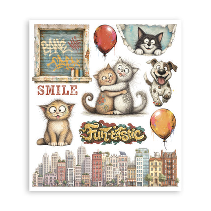 Printed Decorative Rub on selection for Art and Craft cm 20,5x23 - Furry Friends 2