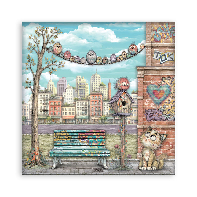 8”x8” (20.3x20.3 cm) Paper Pad 22 single sided printed paper sheets - Furry Friends 2