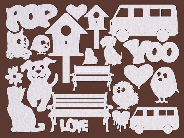 Art Paper Shapes laser cut - Furry Friends 2