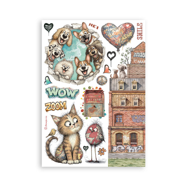 Printed Washi pad for Art and Craft A5 8 sheets - Furry Friends 2
