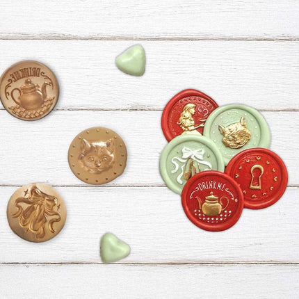 Set 6 pcs seals diam cm 2.5 - Alice in Christmas