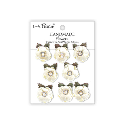 Handgemaakte Bloemen Butter cup - Ivory Pearl 8pc