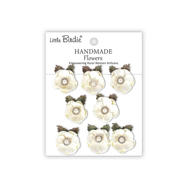 Handgemaakte Bloemen Butter cup - Ivory Pearl 8pc