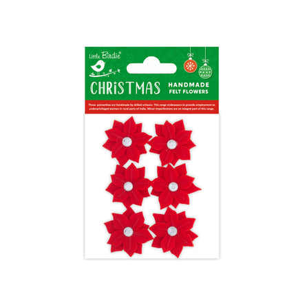 Handgemaakte Vilten Bloemen - Joel Cherry Red 6pc
