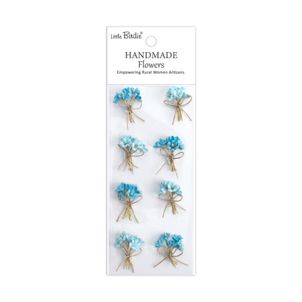 Handgemaakte Bloemen Bouquet - Crystal Blue 8pc