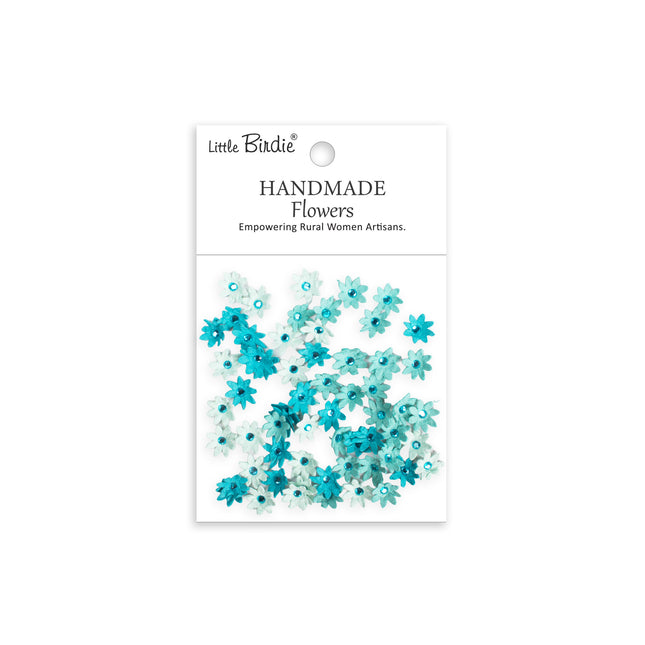 Handgemaakte Bloemen Micro Jewlled Florettes - Misty Sky 60pc