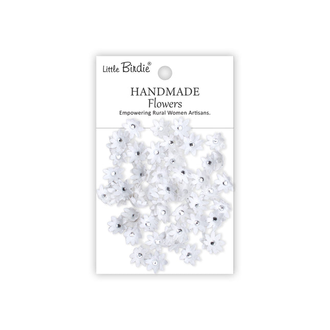 Handgemaakte Bloemen Micro Jewlled Florettes - Frosty White 60pc